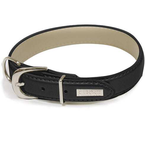 Zgarda neagra din piele Luxury Vanity 25mm-43-52 cm